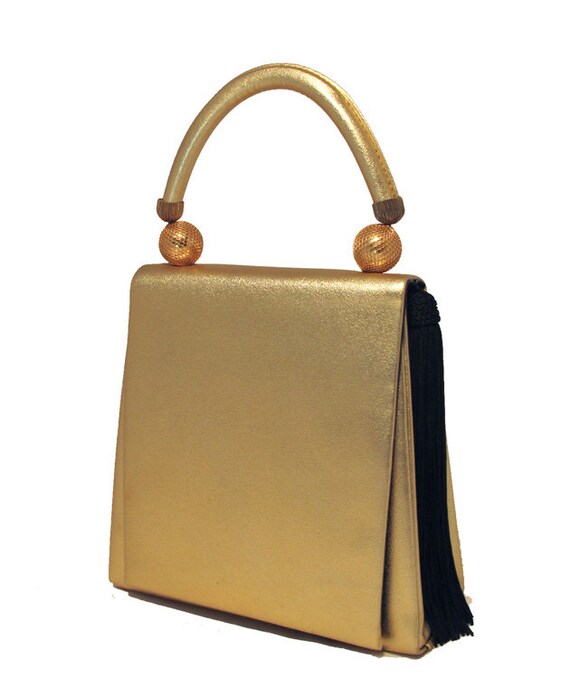 1980s Vintage Carlo Fellini Gold Sharkskin Evening