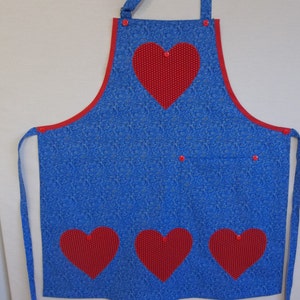 Appliqued Hearts On Full Blue Hostess Apron image 2