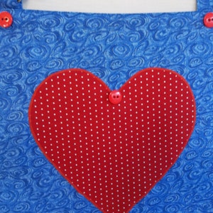 Appliqued Hearts On Full Blue Hostess Apron image 3