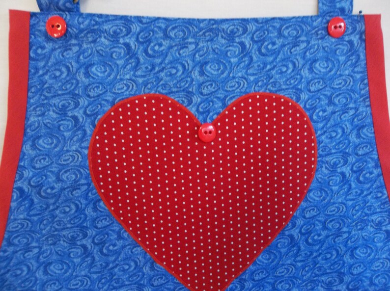 Appliqued Hearts On Full Blue Hostess Apron image 3