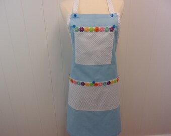 Dots On Dots Blue Full All Purpose Apron