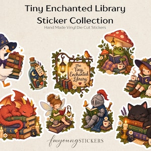 Enchanted Library Sticker Collection, Whimsical Bookish Decals (Vinyl Die Cut)