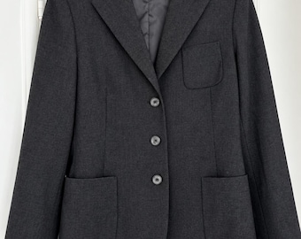 Blazer vintage de lana Jil Sander de los años 90, color gris carbón, fabricado en Alemania, talla 38.