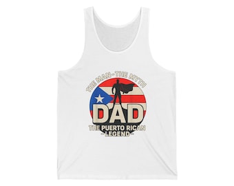 Canotta "Papà Portoricano La Leggenda", Regalo per papà portoricano-boricua, Canotta unisex in jersey Bella Canvas