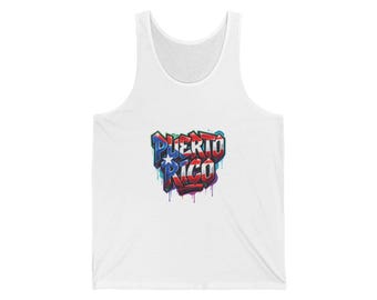 Canotta antigoccia Graffiti di Porto Rico, regalo Boricua Street Art di Porto Rico, canotta in jersey unisex Bella Canvas
