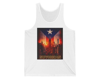 Canotta Nuyorican NYC Skyline, regalo Boricua di Porto Rico NYC, canotta in jersey unisex Bella Canvas