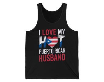 Canotta "I Love My Puerto Rican Husband", regalo per la moglie portoricana, canotta unisex in jersey Bella Canvas