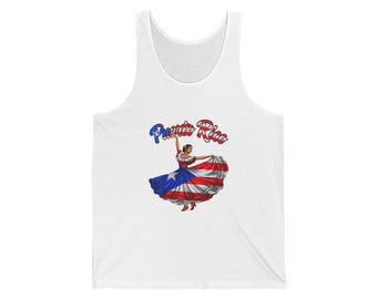 Canotta Bomba Dancer Puerto Rico, regalo Bomba Boricua di Puerto Rico, canotta in jersey unisex Bella Canvas