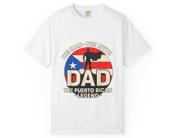 Maglietta "Papà Portoricano La Leggenda", regalo per la festa del papà Boricua, maglietta tinta in capo Comfort Colors