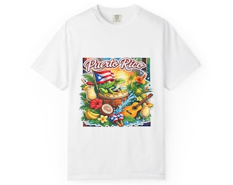 Camicia Fiesta di Puerto Rico, maglietta per chitarra tamburo Coqui Bomba, regalo culturale Boricua, colori confortevoli