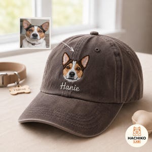 Custom Embroidered Pet Photo Baseball Cap, Personalized Dog Cat Hat (100% Cotton)