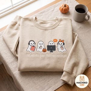 Broderad 911-operatör Halloween-tröja, spöken, håll dig lugn, gåva
