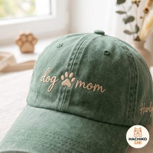 Embroidered Personalized Dog Mom Baseball Cap, Custom Embroidered Pet Name Hat