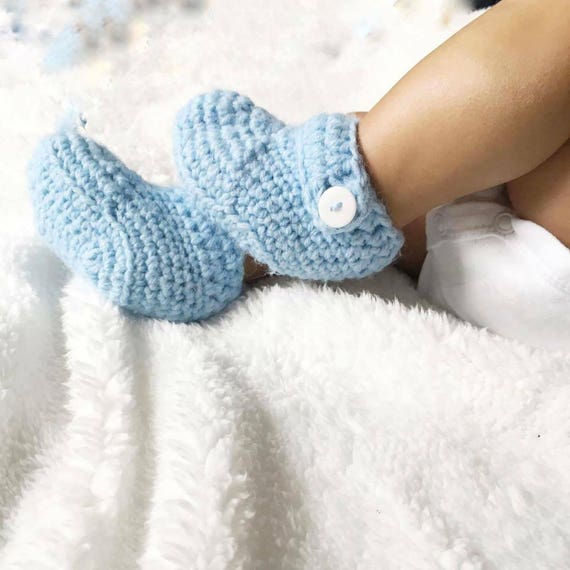 Crocheted Blue Baby Boots Baby Crochet 