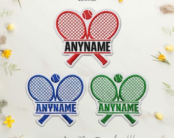 Custom Tennis Name Patch Personalized Player Team Embroidered Patch Iron On Sew On Hook & Loop For Jacket Hat Jeans Backpack Tennis Sports