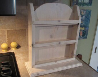 Countertop wood 3 tier spice rack, freestanding, whitewashed