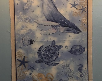 Cobalt Sea by Andrea Tachieva for Henry Glass sold by the panel