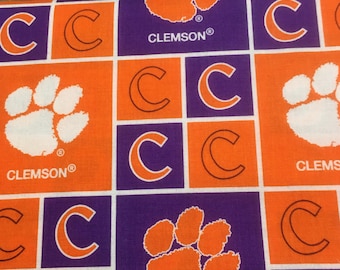 Clemson South Carolina fabric by Sykel by 100% cotton end of bolt