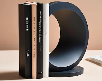 3D Printed PLA Circle Bookend, Modern Minimalist Bookshelf Decor for Living Room or Office