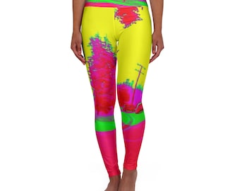 Activewear Leggings Neon | High Waisted Yoga panits  Please see matching sports bra. One of a kind, custom original design.