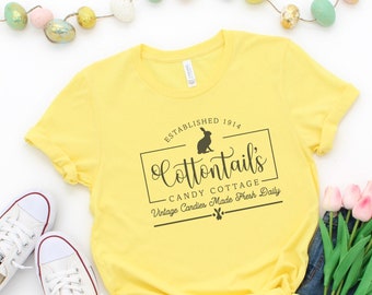 Cottontail's Candy Cottage Easter Shirt, Easter Family Shirt, Women's Easter TShirt, Printed Shirt with Saying for Women, Unisex Plus Size