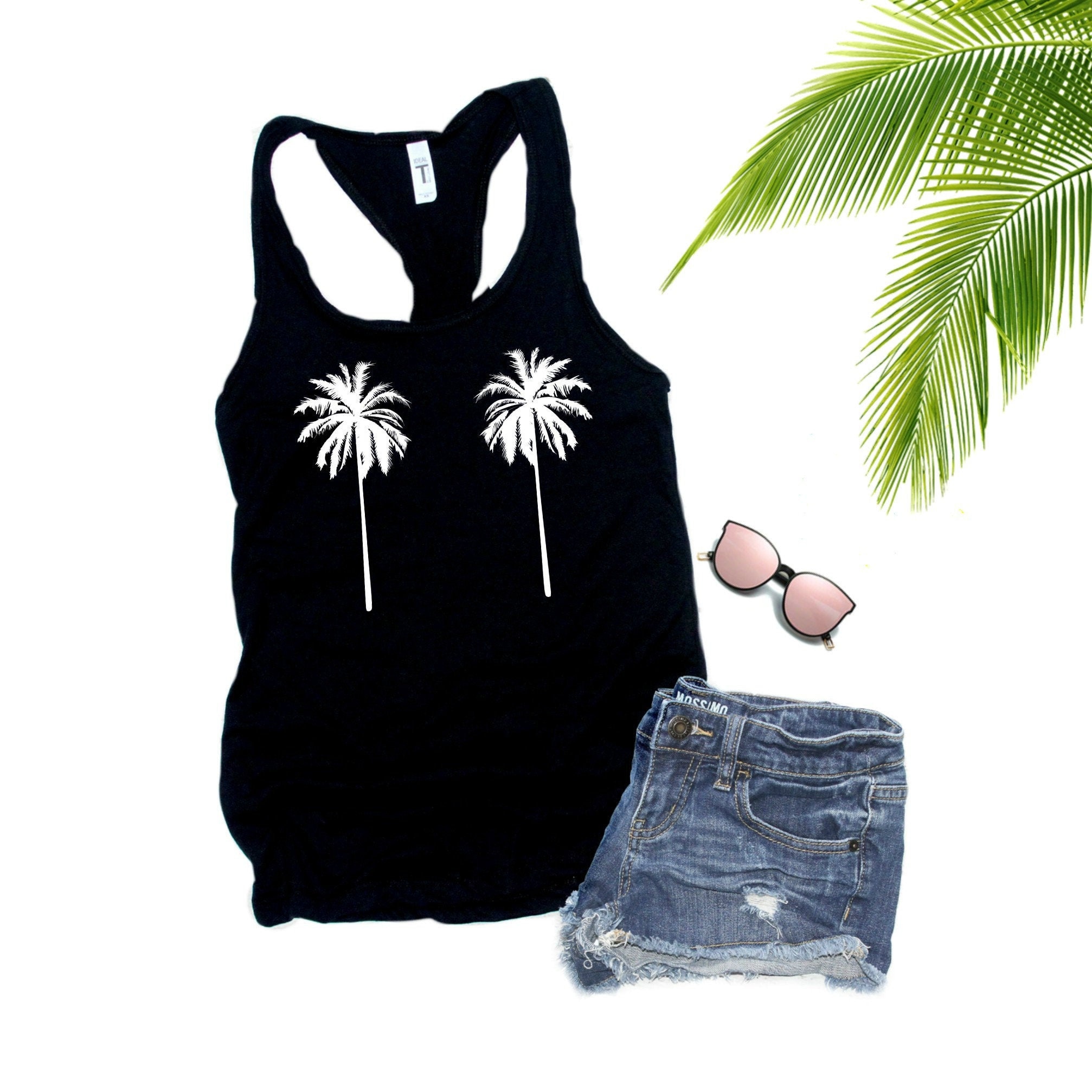 Palm Trees All Over Womens Racerback Tank Top 
