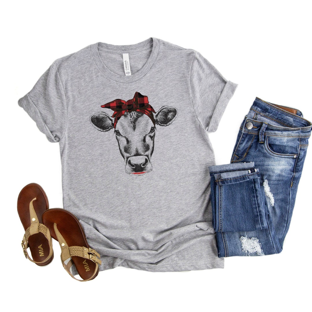 Cow Shirt for Women / Southern Tshirt / Bandana Cow Shirt / Etsy