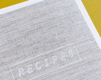 Linen Cloth Coil Bound Recipe Book with Baking & Cooking Conversion Chart