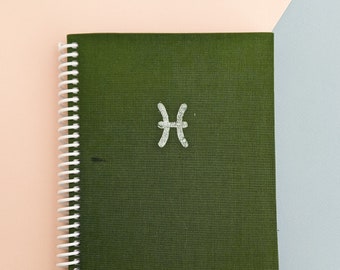 Green Pisces Astrology Sign Lined Notebook