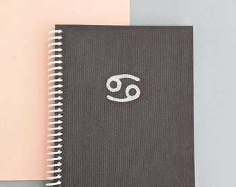 Gray Cancer Astrology Sign Lined Notebook