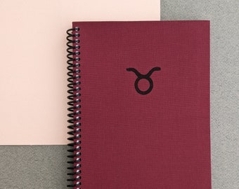 Maroon Taurus Astrology Sign Lined Notebook