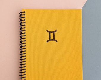 Yellow Gemini Astrology Sign Lined Notebook