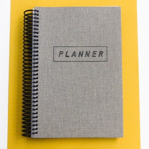 Grauer 12-monatiger datenloser Tagesplaner, Wochenplaner, Monatsplaner, DIY Planer
