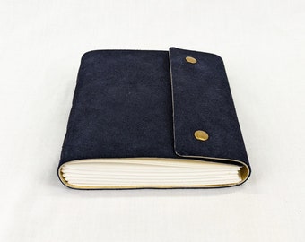 Navy Blue Suede Sketchbook with Secret Gold Leather Interior