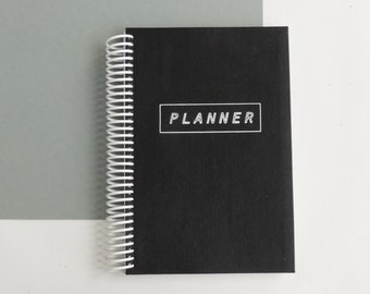 Black 12 Month Dateless Day Planner, Weekly Planner, Monthly Planner, DIY Planner