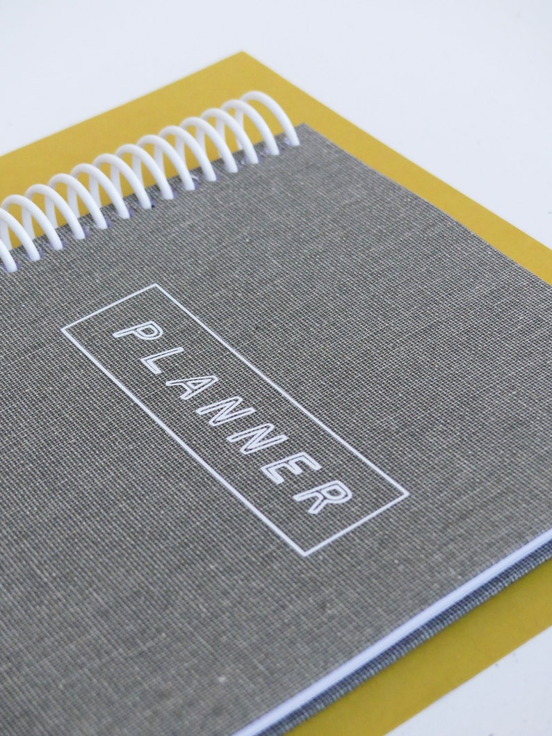 Gray Linen 12 Month Dateless Day Planner, Weekly Planner, Monthly Planner, DIY Planner image 3