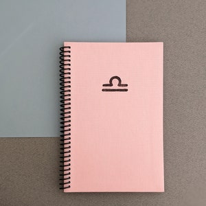 Carnet de notes rose clair signe astrologique Balance