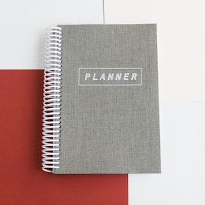 Gray Linen 12 Month Dateless Day Planner, Weekly Planner, Monthly Planner, DIY Planner image 1