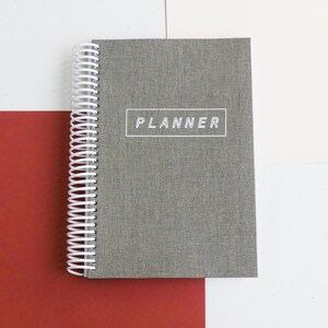 Gray Linen 12 Month Dateless Day Planner, Weekly Planner, Monthly Planner, DIY Planner