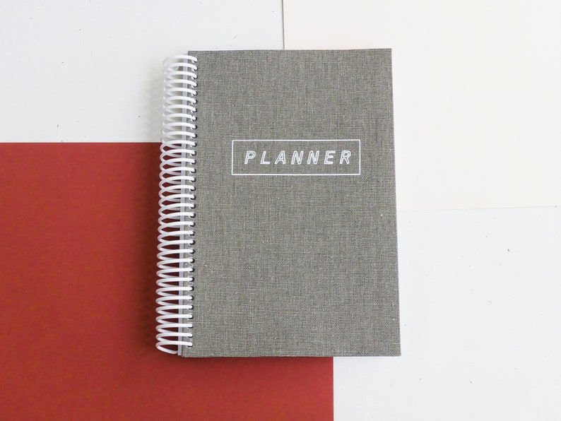 Gray Linen 12 Month Dateless Day Planner, Weekly Planner, Monthly Planner, DIY Planner image 1