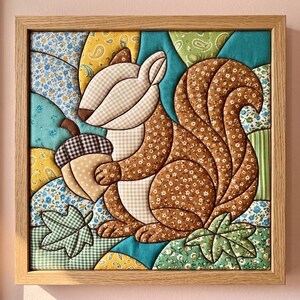 Kinusaiga Pattern Squirrel Digital Download | Woodland Acorn Fabric Mosaic Template | Printable No Sew Craft PDF