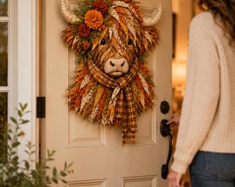 Highland Cow DIY Kit 3D Fabric Art Door Hanger Farmhouse Wall Decor Textile Craft