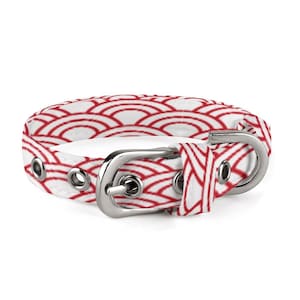 Japanese Cat Collar, Red Seigaiha Pet Collar, Japanese Pattern Cat Collar, Cute Japanese Pet Accessory, Traditional Style Cat Collar