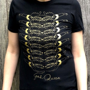 Freddie Mercury GOLD (YAS QUEEN) Custom Black T-Shirt
