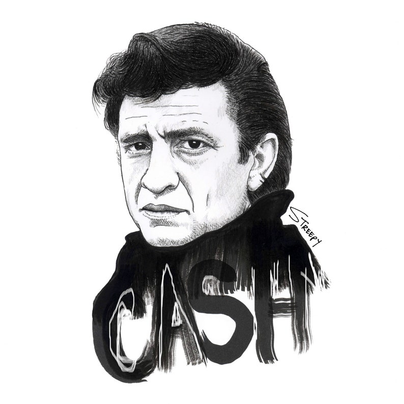 Johnny Cash Original Illustration Art Print | Etsy