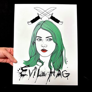Aubrey Plaza (Evil Hag) custom Screenprint on wood panel