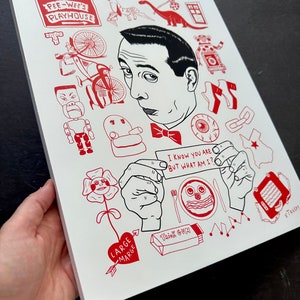 Pee-Wee Herman (Paul Reubens I Know You Are But What Am I) custom Screenprint on wood panel