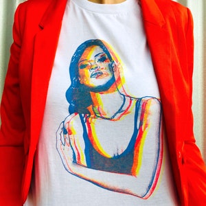 Rihanna Tri-Color print  custom t-shirt