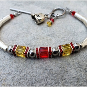 Kansas City Chiefs inspired Football bracelet/ team color bracelet/ football bracelet/ Red and Yellow Bracelet image 1