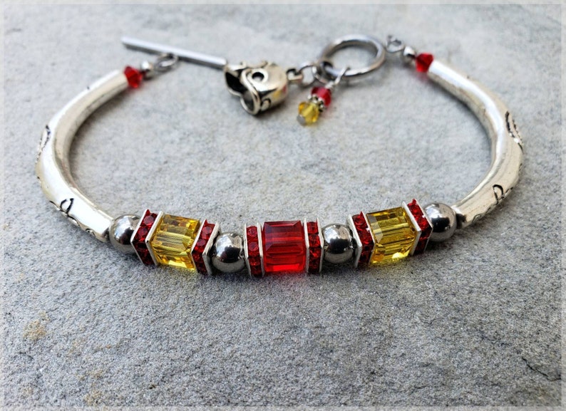 Kansas City Chiefs inspired Football bracelet/ team color bracelet/ football bracelet/ Red and Yellow Bracelet image 1